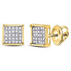 10k Gold Diamond 7mm Square Screw Back Earrings