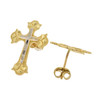 10k Gold Two Tone Filigree Cross Earrings