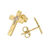 10k Gold Two Tone Double Cross Earrings