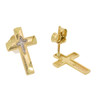 10k Gold Two Tone Double Cross Earrings