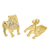 10k Gold Two Tone Large Bull Dog Earrings
