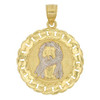 10k Gold Small Cuban Link Bezel Jesus Piece Pendant