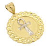 10k Gold Cuban Link Bezel Ankh Cross Pendant