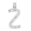 Rhodium Finish .925 Silver Baguette Letter Z Pendant