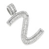 Rhodium Finish .925 Silver Baguette Letter Z Pendant