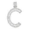 Rhodium Finish .925 Silver Baguette Letter C Pendant