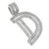 Rhodium Finish .925 Silver Baguette Letter D Pendant