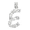 Rhodium Finish .925 Silver Baguette Letter E Pendant