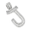 Rhodium Finish .925 Silver Baguette Letter J Pendant