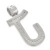 Rhodium Finish .925 Silver Baguette Letter J Pendant