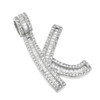 Rhodium Finish .925 Silver Baguette Letter K Pendant