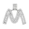 Rhodium Finish .925 Silver Baguette Letter M Pendant