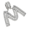 Rhodium Finish .925 Silver Baguette Letter M Pendant
