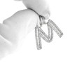 Rhodium Finish .925 Silver Baguette Letter M Pendant