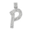 Rhodium Finish .925 Silver Baguette Letter P Pendant