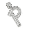 Rhodium Finish .925 Silver Baguette Letter P Pendant