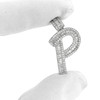 Rhodium Finish .925 Silver Baguette Letter P Pendant