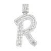 Rhodium Finish .925 Silver Baguette Letter R Pendant