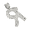 Rhodium Finish .925 Silver Baguette Letter R Pendant