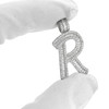 Rhodium Finish .925 Silver Baguette Letter R Pendant