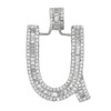 Rhodium Finish .925 Silver Baguette Letter U Pendant