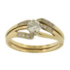 14K Gold Genuine Diamond Solitaire with Accents Joined Ring Band Set