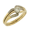 14K Gold Genuine Diamond Solitaire with Accents Joined Ring Band Set