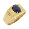 10K Gold Star Sapphire and Cubic Zirconia Estate Cabochon Ring