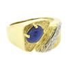 14K Gold Star Sapphire and Diamond Modern Estate Ring