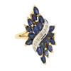 10K Gold Sapphire and Genuine Diamond Marquise Cluster Ring