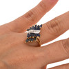 10K Gold Sapphire and Genuine Diamond Marquise Cluster Ring