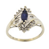 10K Gold Sapphire and Genuine Diamond Marquise Shaped  Ring