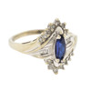 10K Gold Sapphire and Genuine Diamond Marquise Shaped  Ring