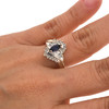 10K Gold Sapphire and Genuine Diamond Marquise Shaped  Ring