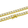 Gold Finish 0.925 Silver 4mm Iced 1 Row Tennis Chain; Varies