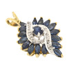 10K Gold Sapphire and Genuine Diamond Marquise Cluster Swirl Pendant