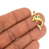 18K Gold Green Stone and Genuine Diamond Dolphin Pendant