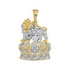 10k Gold Diamond Crown with Lion Pendant