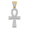 10k Gold Diamond Flared Ankh Cross Pendant