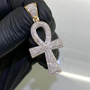 10k Gold Diamond Flared Ankh Cross Pendant