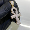10k Gold Diamond Flared Ankh Cross Pendant