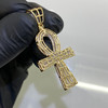 10k Gold Diamond Flared Ankh Cross Pendant