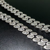 White Gold Plated Brass Iced Baguette Cuban Chain