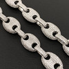 White Gold Plated Brass Puff Mariner Link Chain