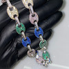 White Gold Plated Brass Multi-Colored Puff Mariner Chain