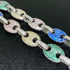 White Gold Plated Brass Multi-Colored Puff Mariner Chain