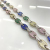 White Gold Plated Brass Multi-Colored Puff Mariner Chain