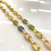 Gold Plated Brass Multicolored Puff Mariner Chain