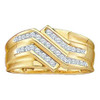 10k Gold Diamond 3 Row Band Ring