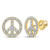 10k Gold Diamond Peace Sign Earrings